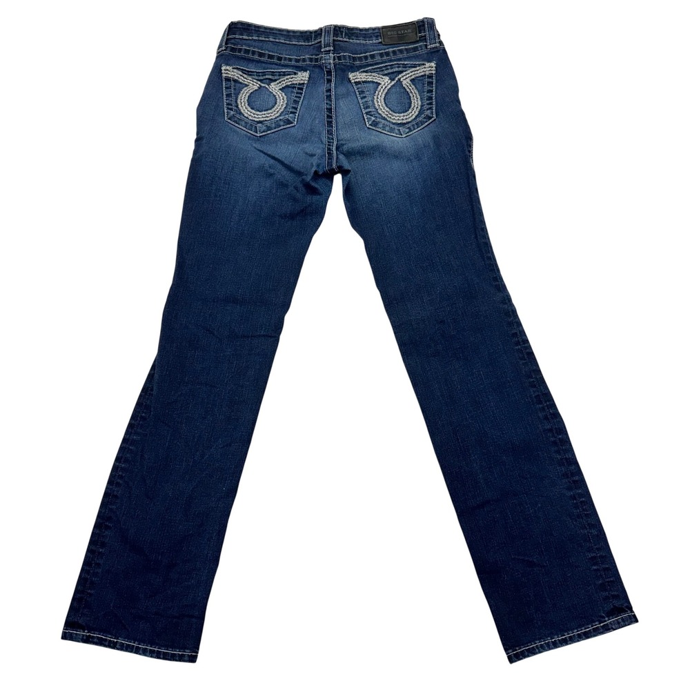 Big Star Legendary Blue Jeans 27R Straight Leg Dark Wash Distressed
